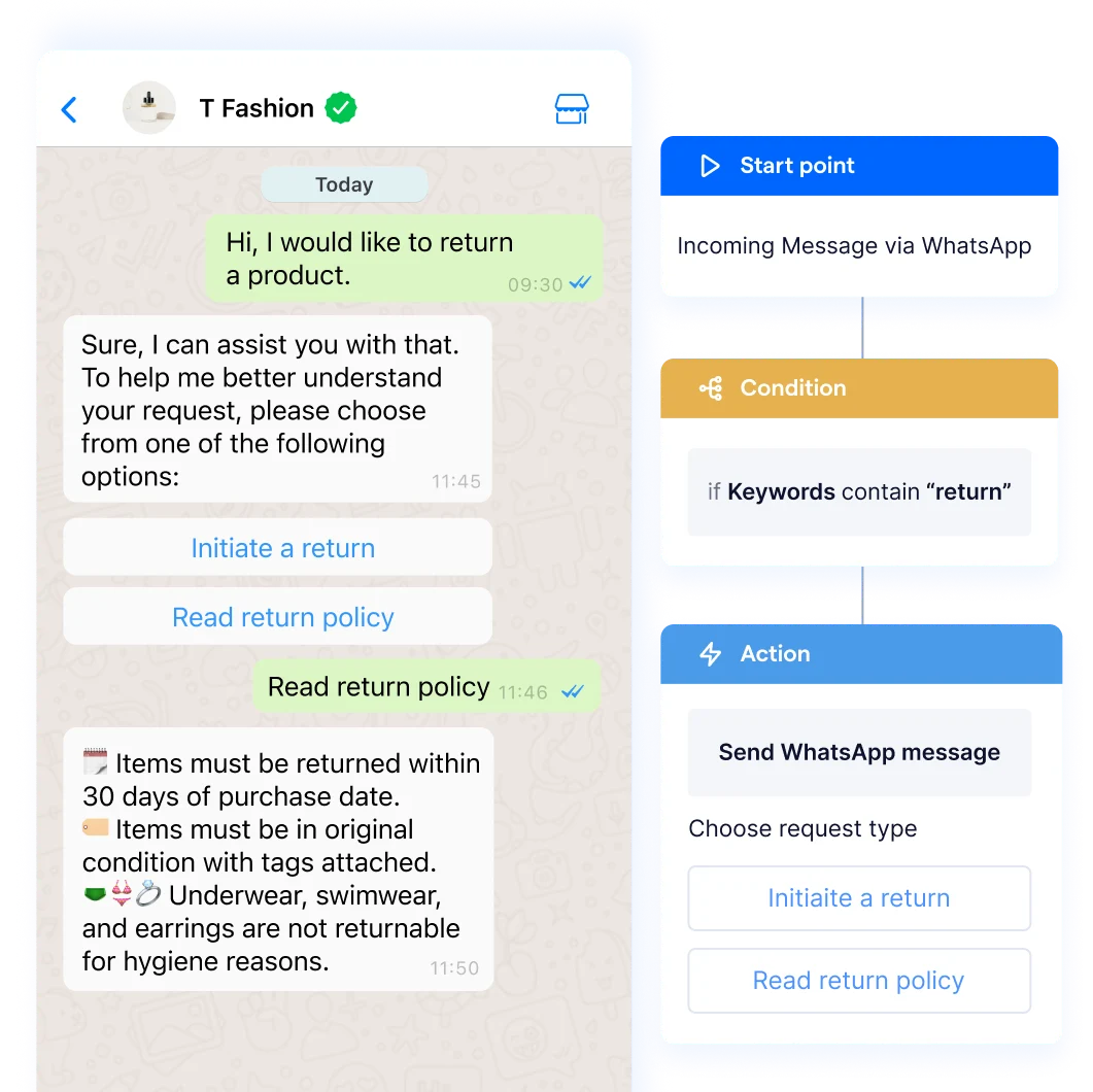 WhatsApp for customer service FAQ chatbot