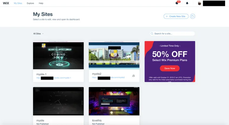 list of websites from wix