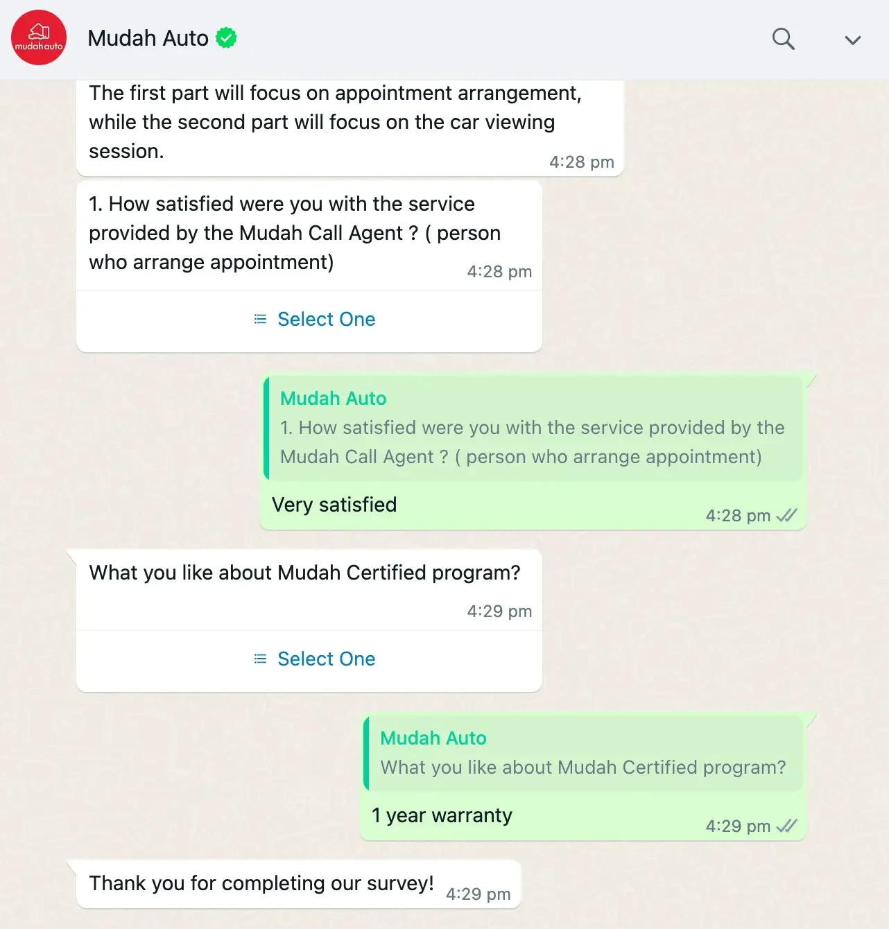 Mudah.my using WhatsApp chatbots for follow up messages