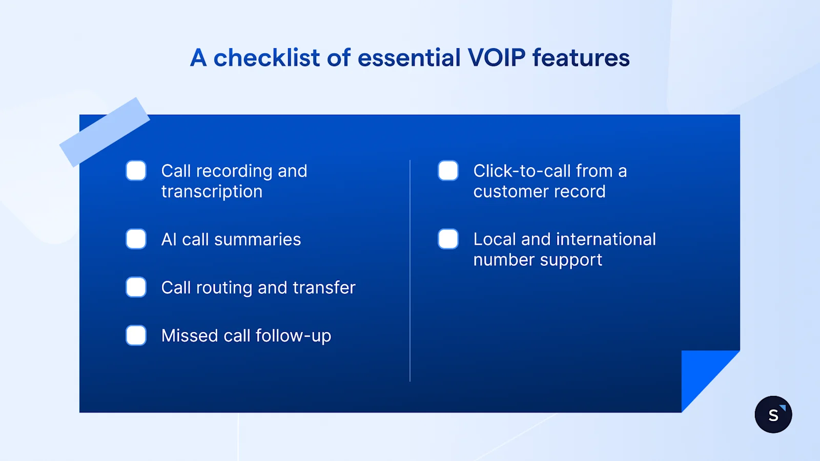 checklist of essential VoIP features every business needs