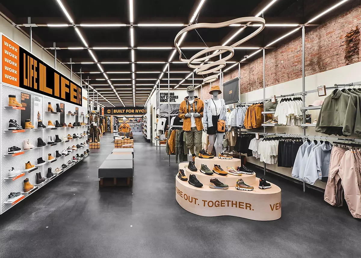 Timberland store with clothes and shoes