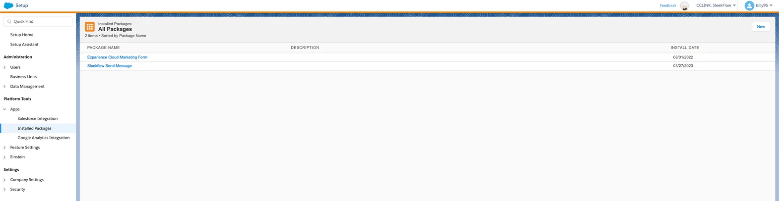 Install new SleekFlow package on Salesforce Marketing Cloud Journey Builder