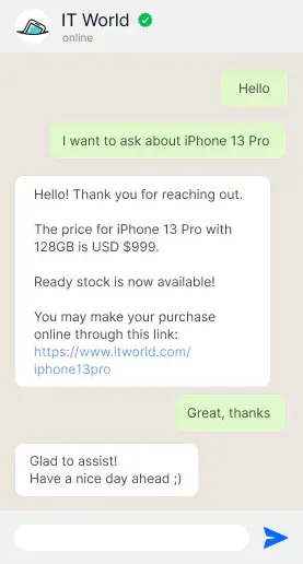 Richiesta da un cliente su WhatsApp aziendale