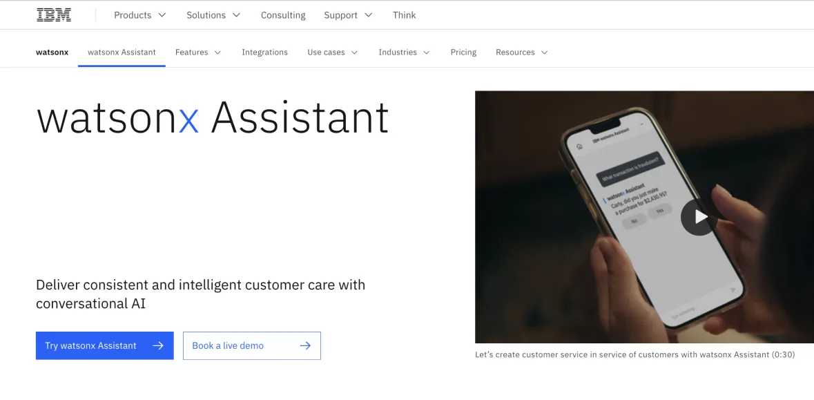 IBM WatsonX Assistant