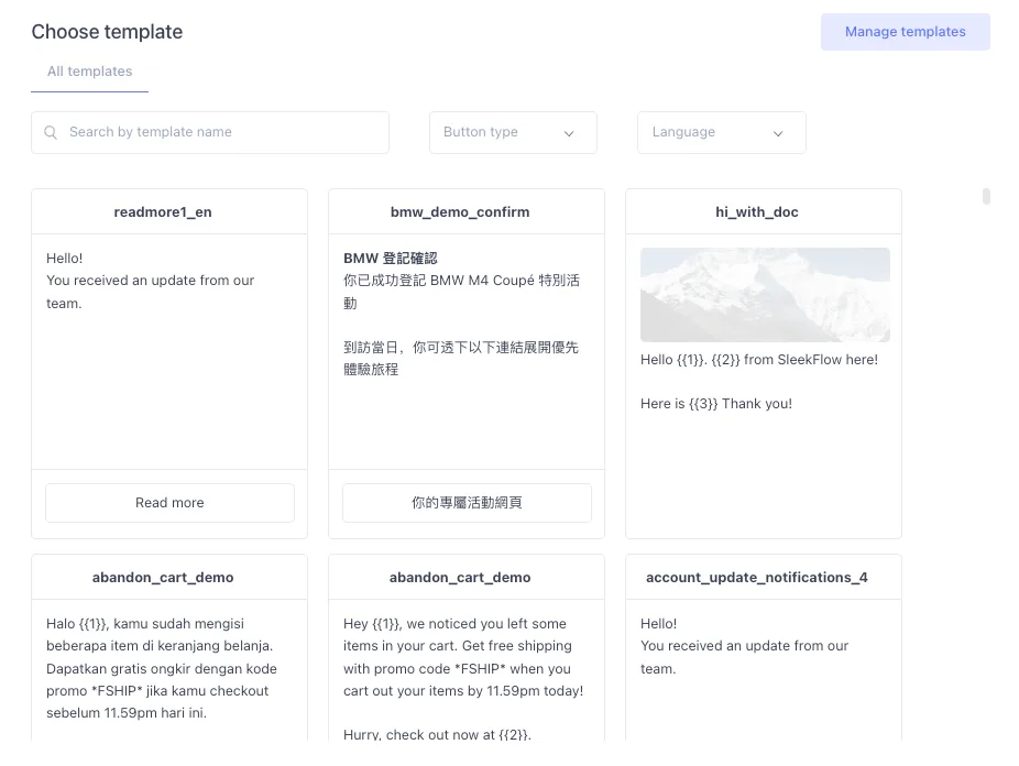 Template Pesan untuk WA Blast di SleekFlow