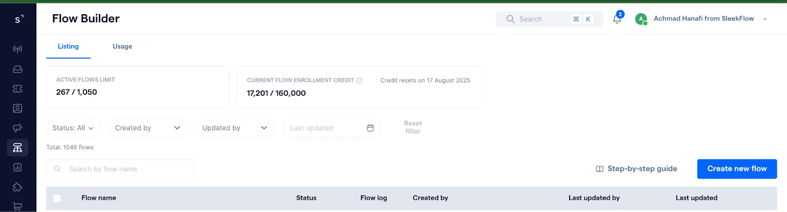 How to set up whatsapp automation using SleekFlow Step 2
