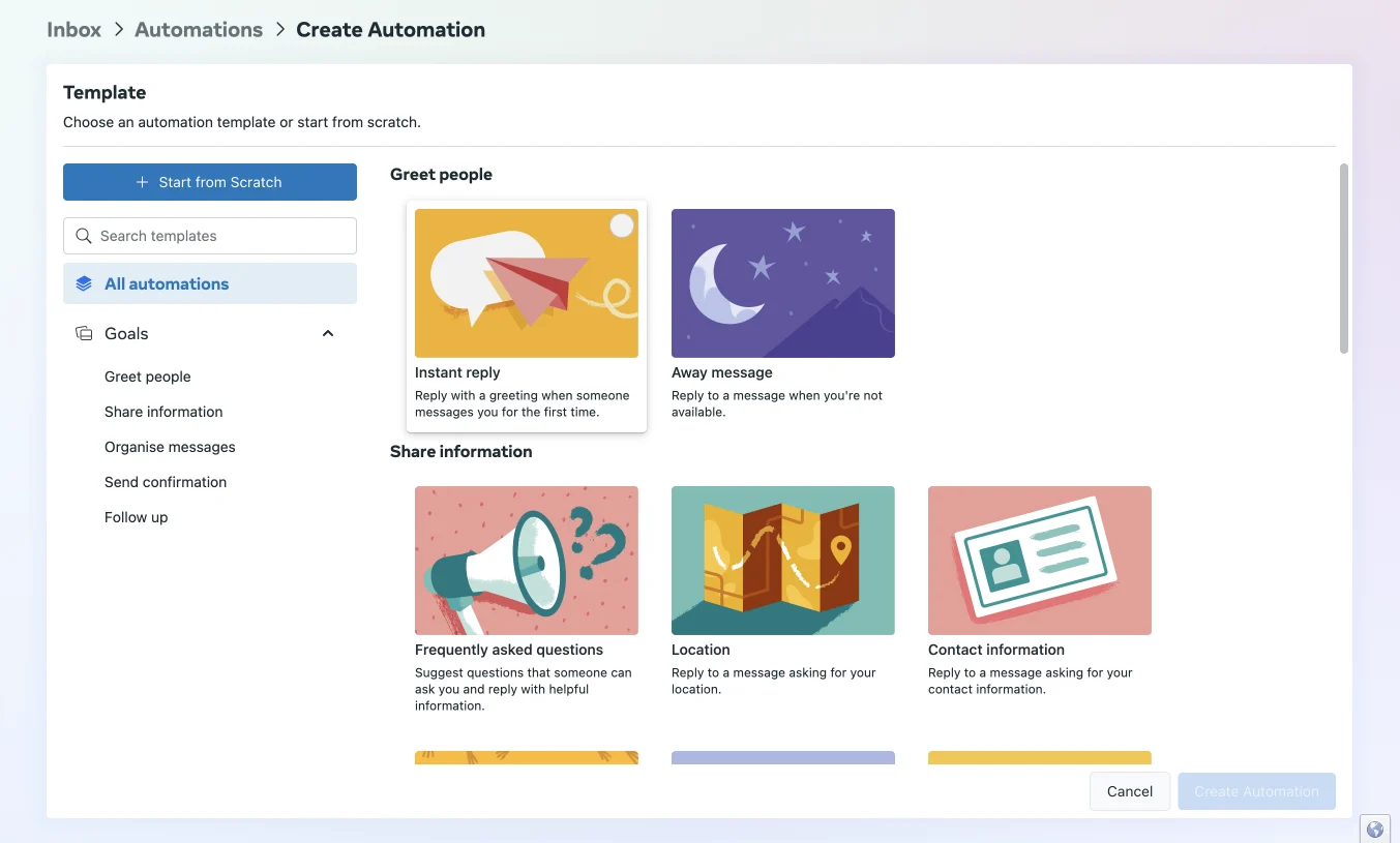 Set up instant reply for Facebook Messenger customer service