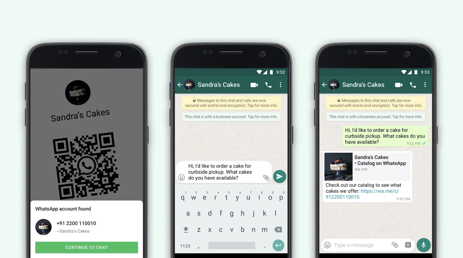 Example of chatting with a WhatsApp Business account by scanning a QR code.jpeg