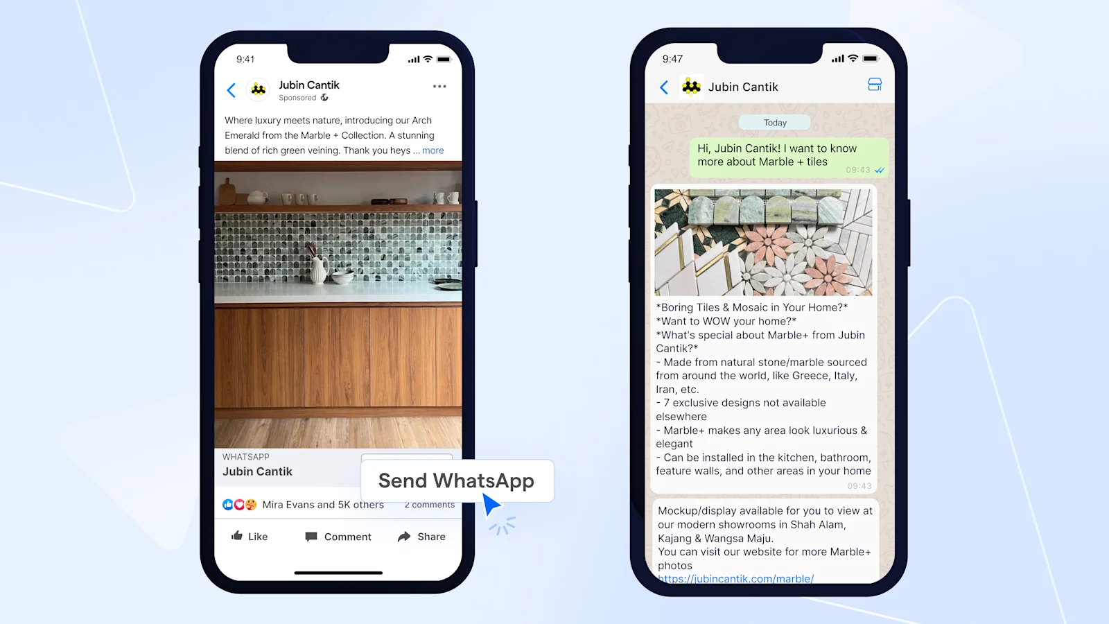 Jubin Cantik uses Flow Builder to automate WhatsApp greetings to leads from CTWA