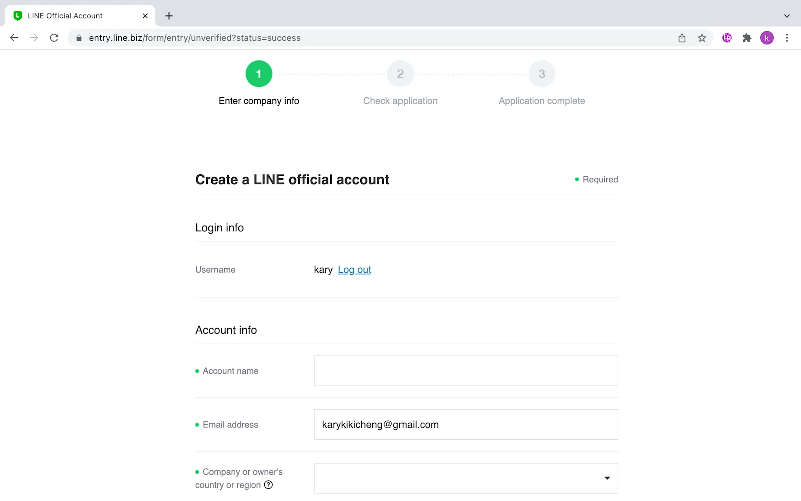 Creating LINE Business ID