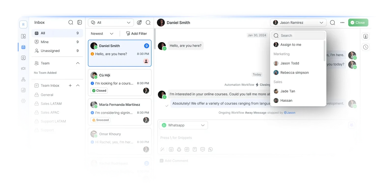 Respond io interface