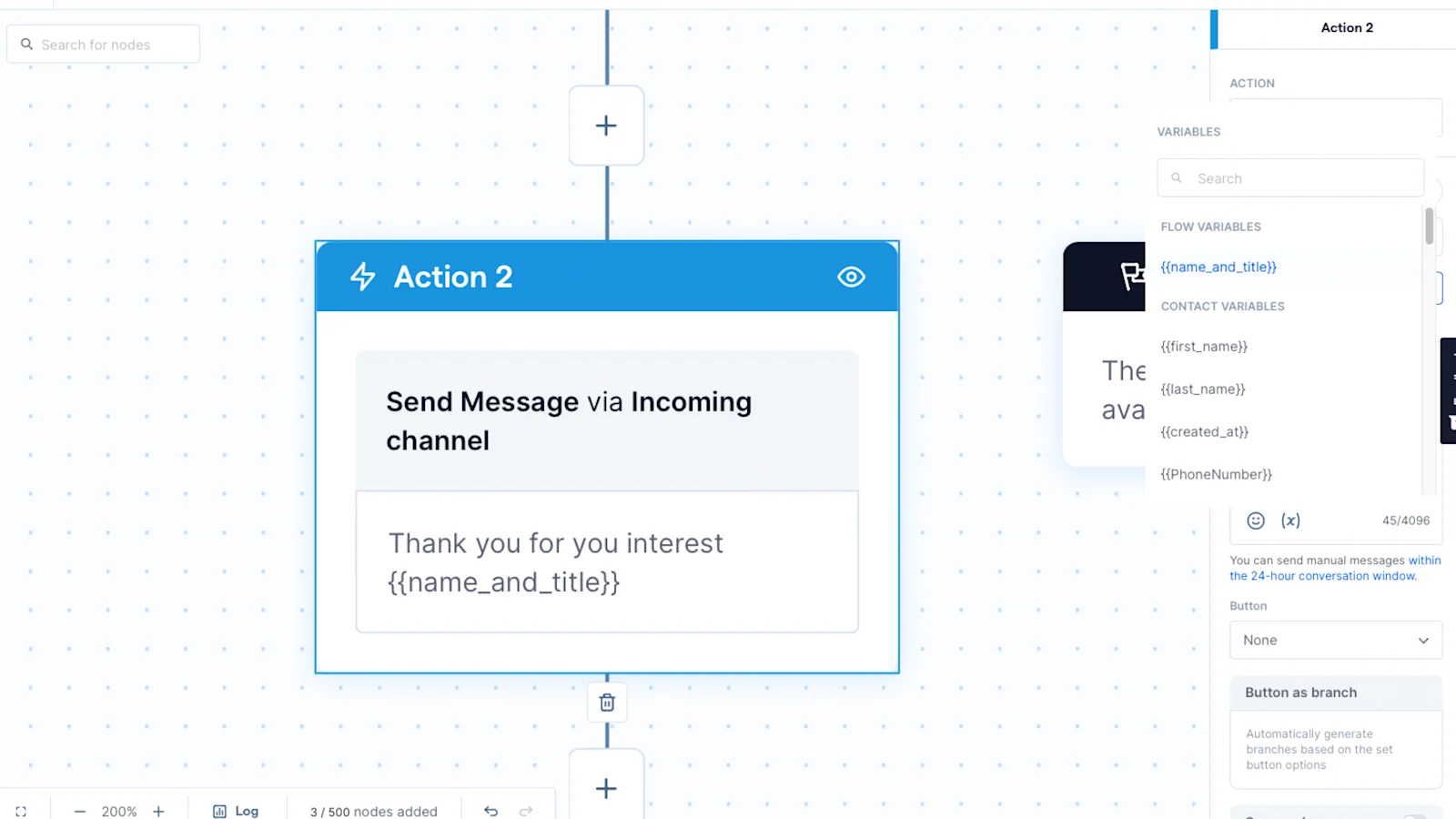 Flow builder save reply as flow variable