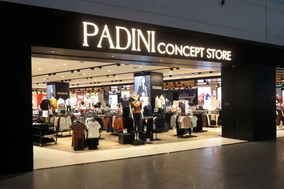 Padini storefront with clothes displayed outside