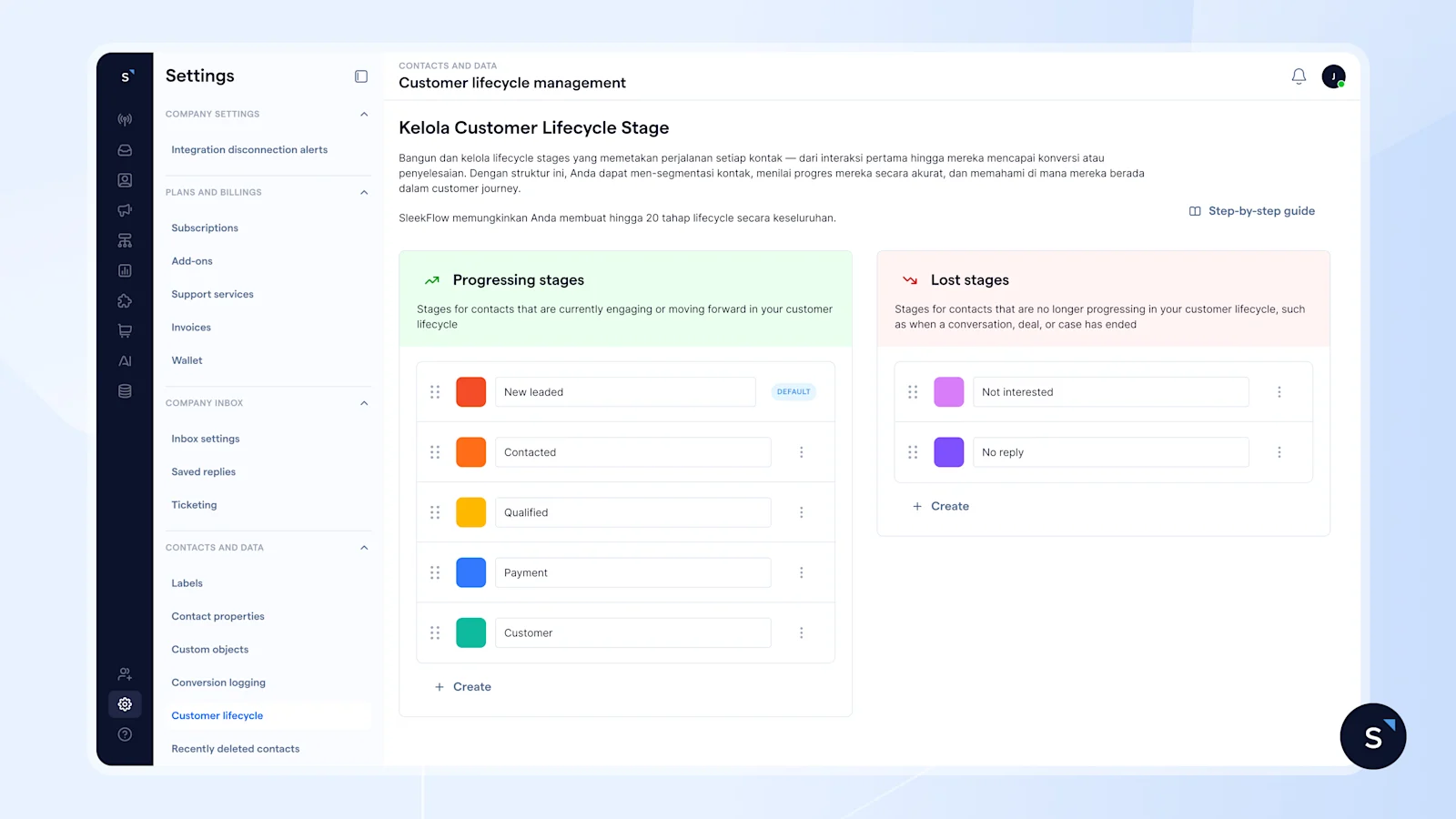 Kelola Customer Lifecycle Stage