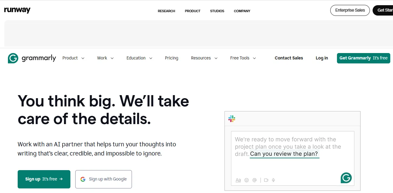 Grammarly home page