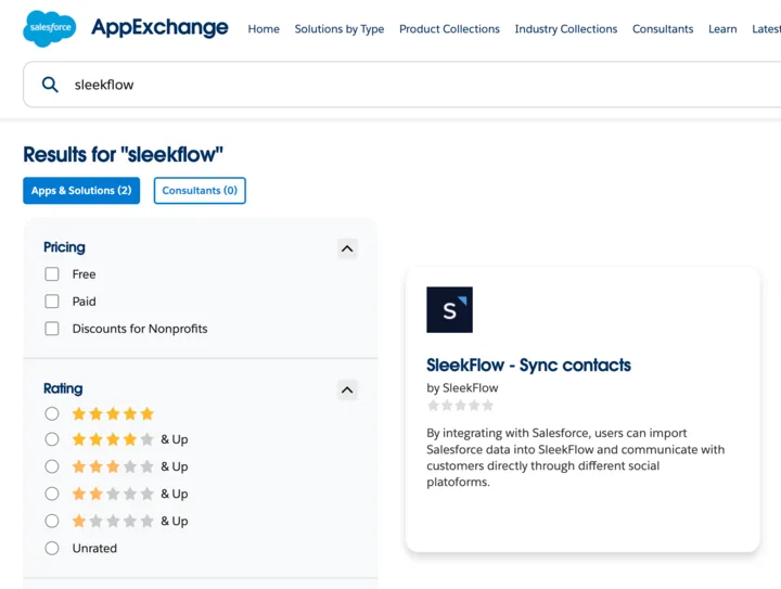 يمكنك الآن ربط حسابك على Salesforce بـ SleekFlow على Salesforce AppExchange