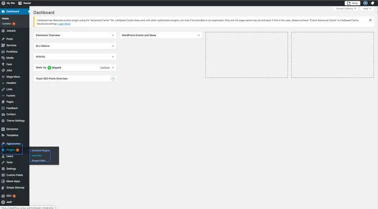 Plugin in wordpress dashboard