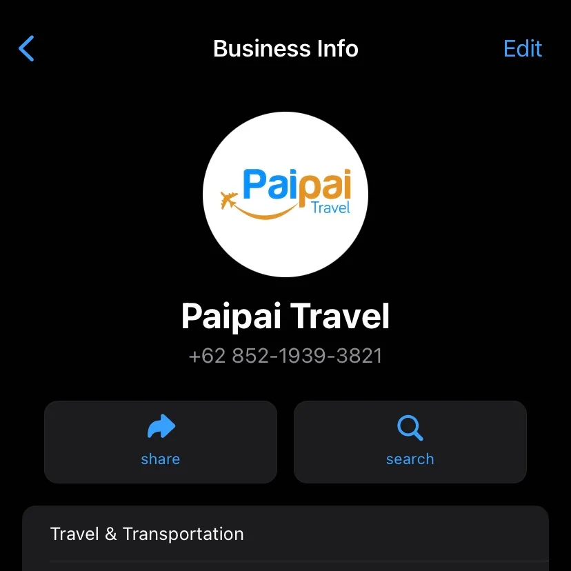 Paipai Travel WhatsApp Business
