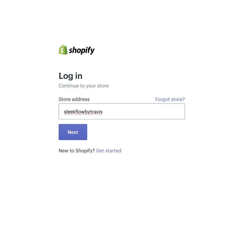 shopify login page