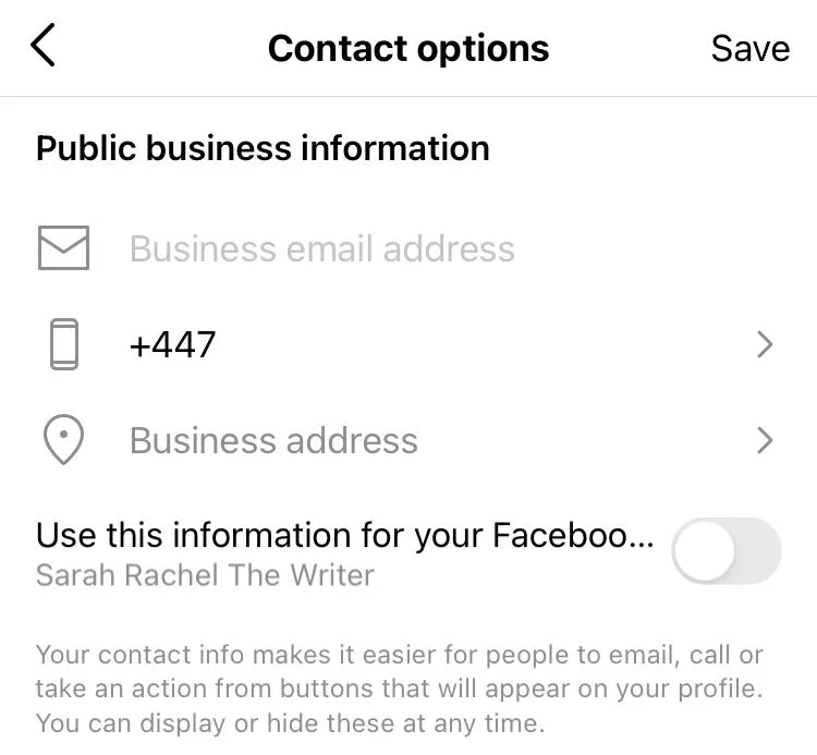 Informasi Kontak dan Alamat di Instagram