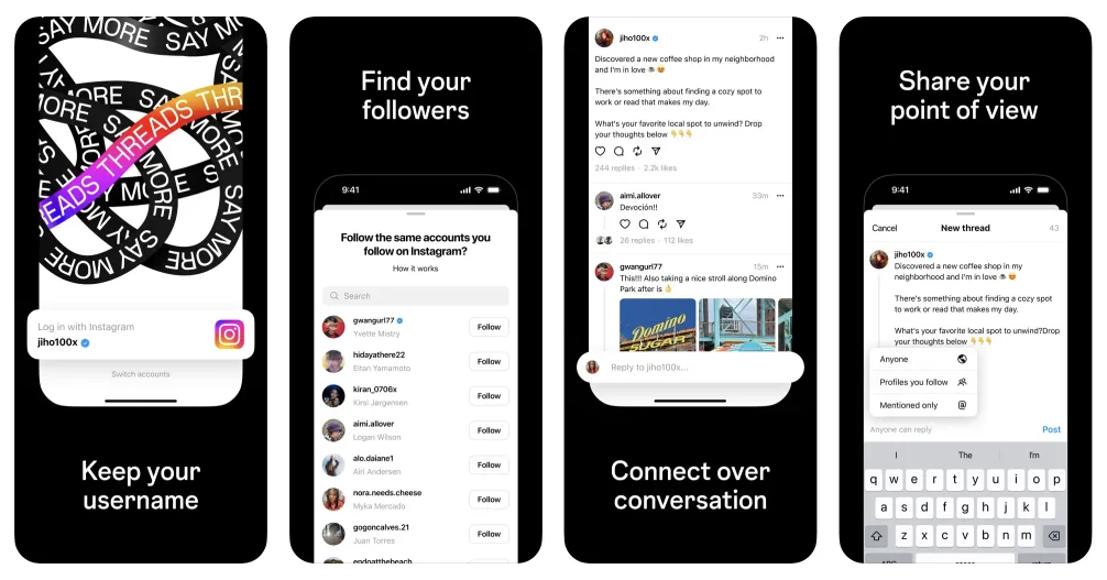 Threads social media interface on iPhone
