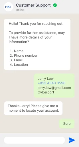 Service clientèle des télécoms sur WhatsApp Officiel