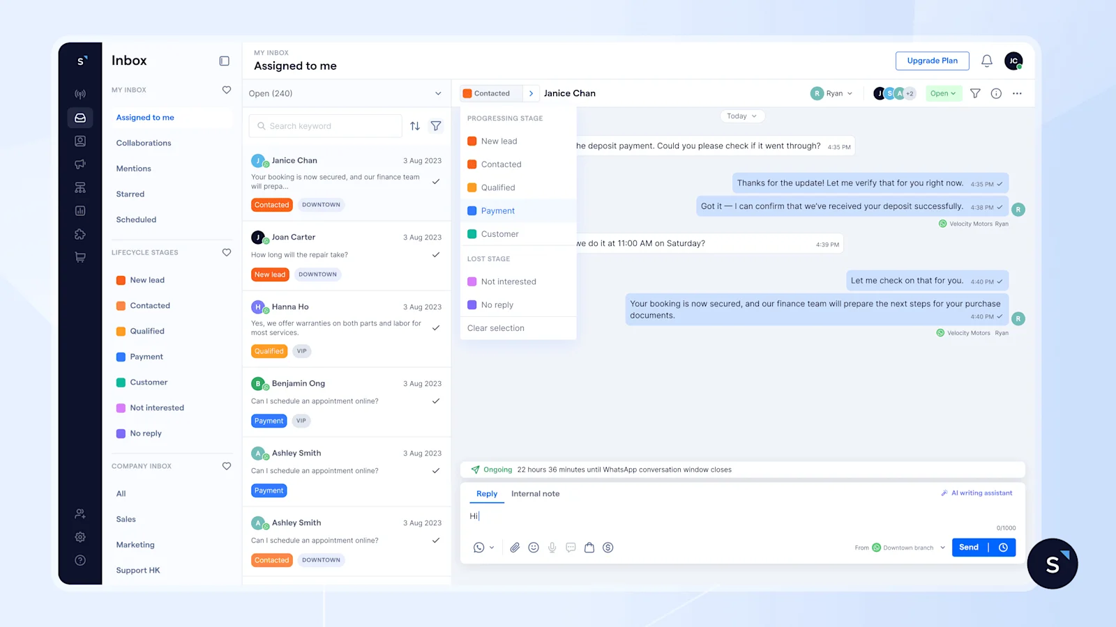 Lihat customer lifecycle bersamaan dengan percakapan