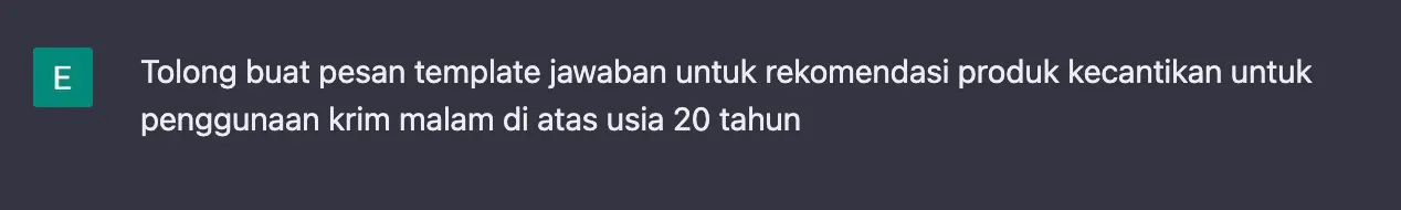 chatgpt untuk template pesan jawaban bisnis kecantikan