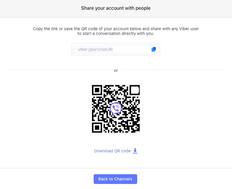 Send Viber QR code and chat link to customers