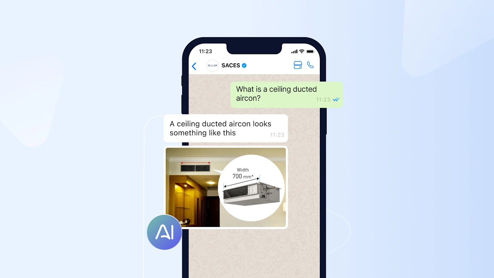 SleekFlow AI Agent drawing from knowledge base to reply a customer with an image