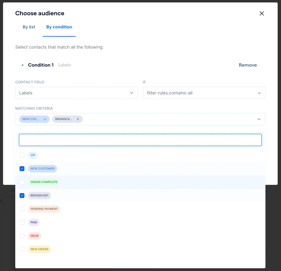 Pilih audience broadcast