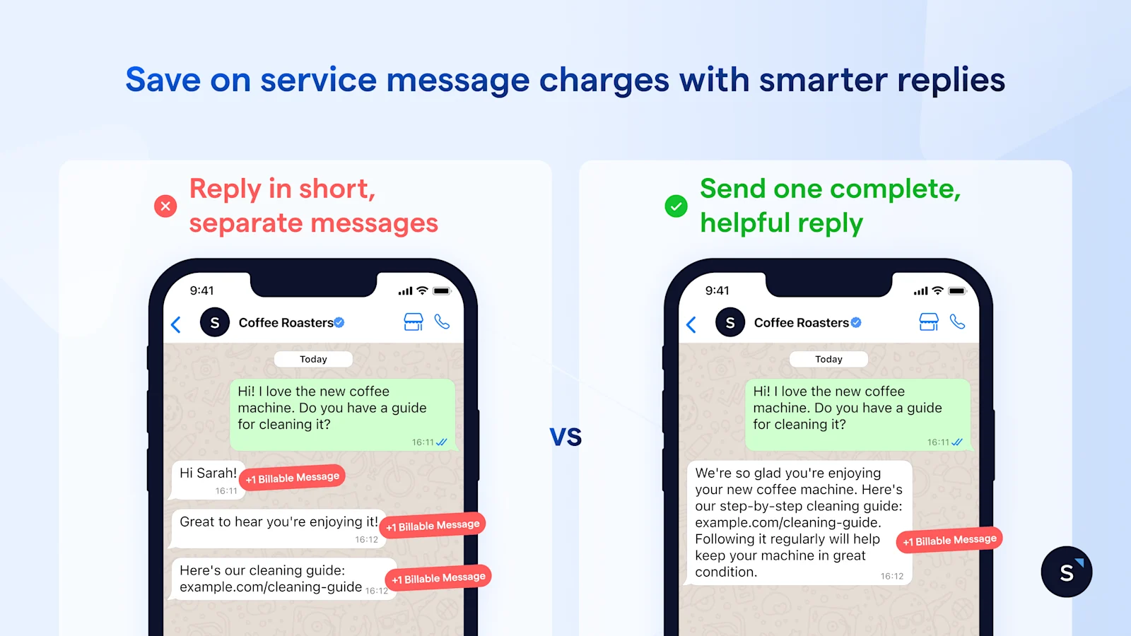 Save on WhatsApp service message charges with smarter replies