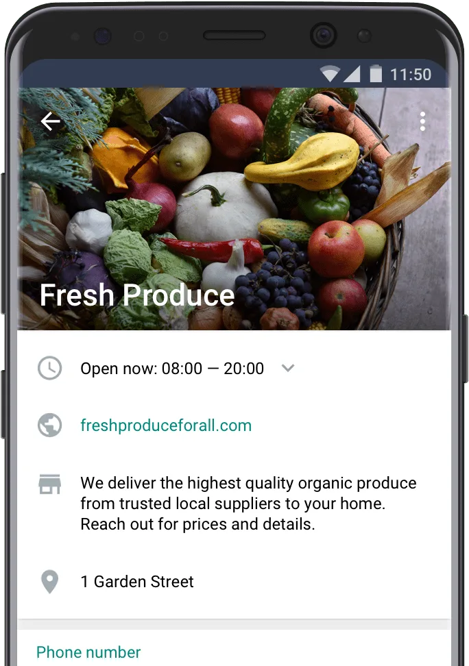 whatsapp business profile fresh produce