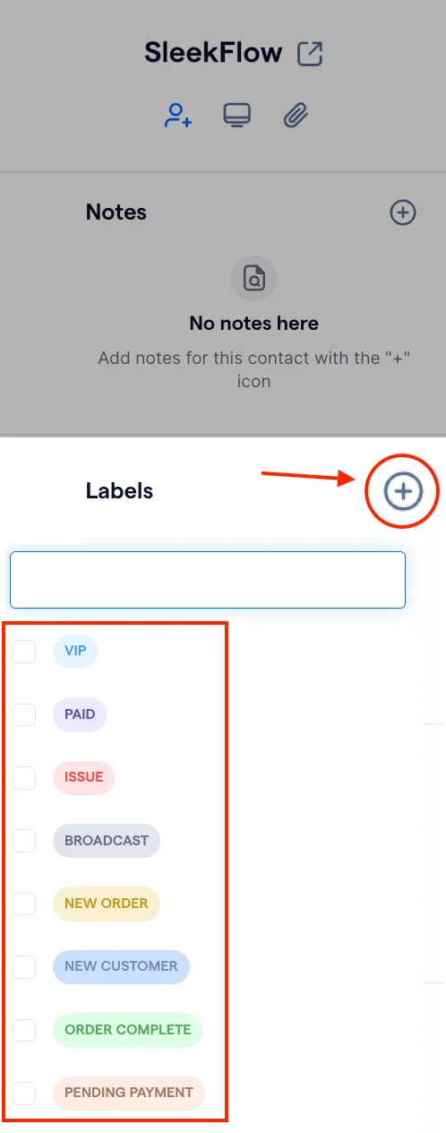 Labeling Kontak SleekFlow