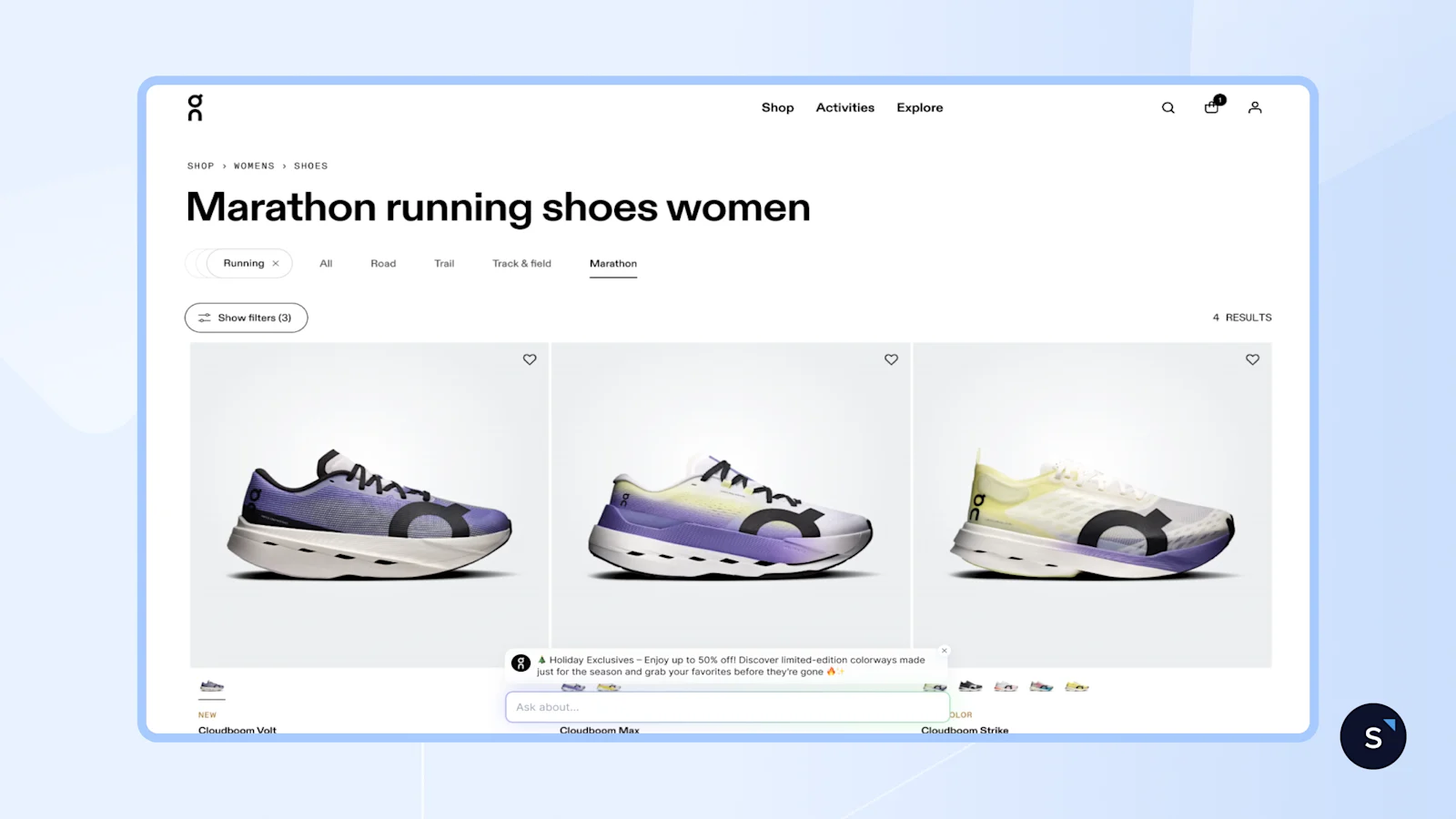 ai growth widget center floating chat bar