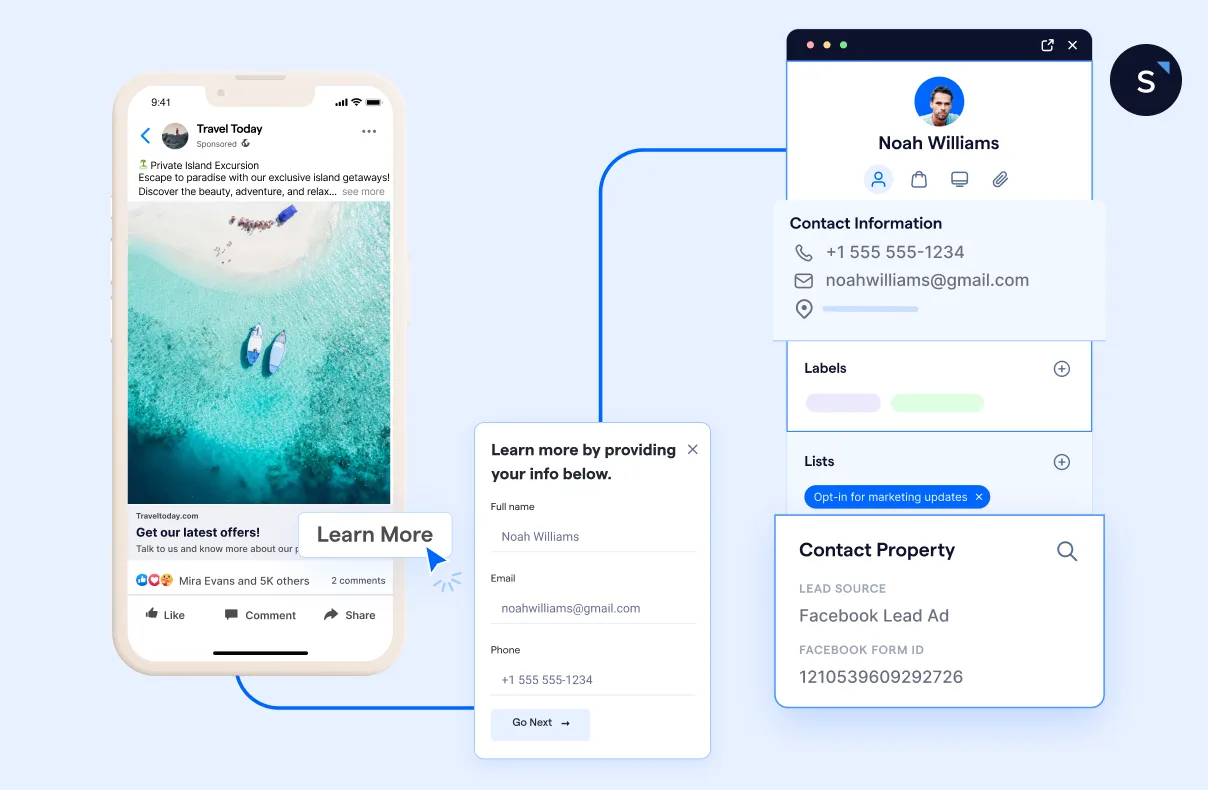 Facebook Lead Ads- auto save leads contact info