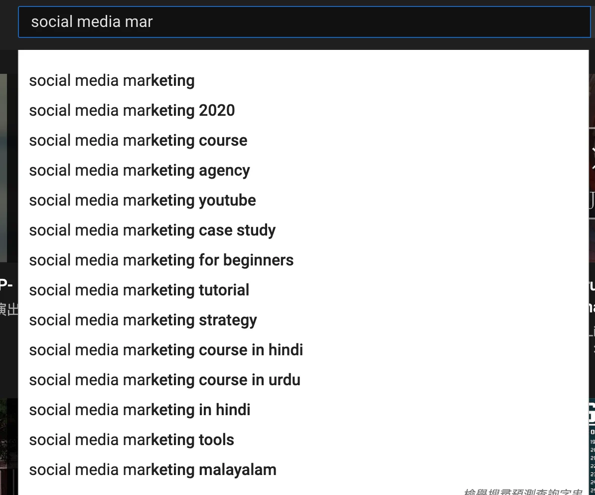 YouTube video keyword research