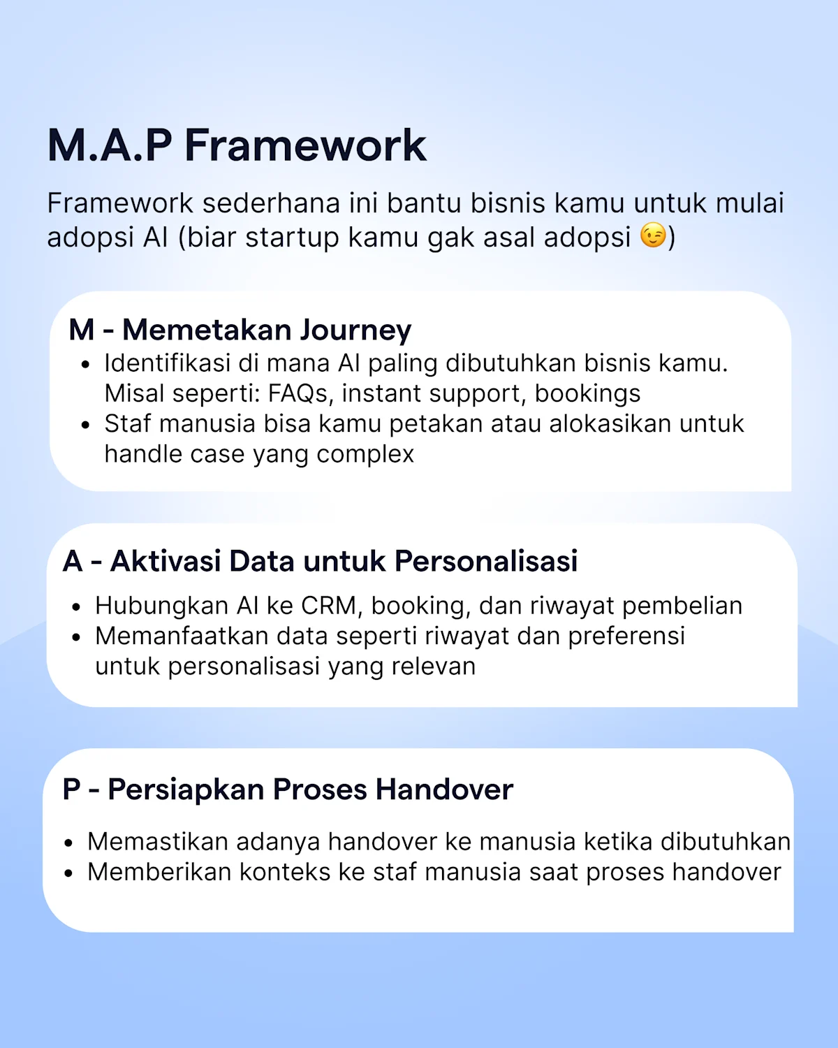MAP Framework: Framework untuk Startup Mulai Menggunakan AI dengan Efektif