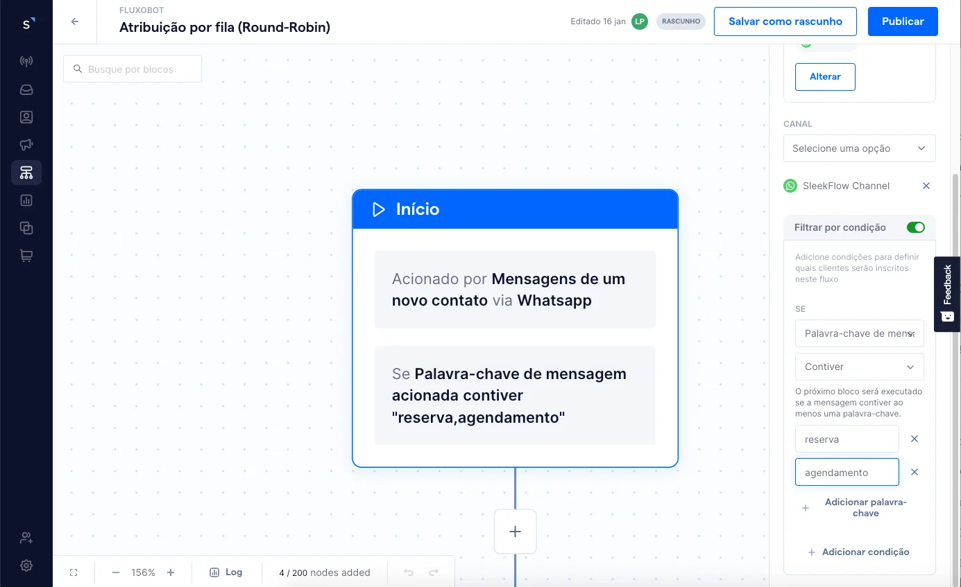 Atribuição Round robin por palavra chave