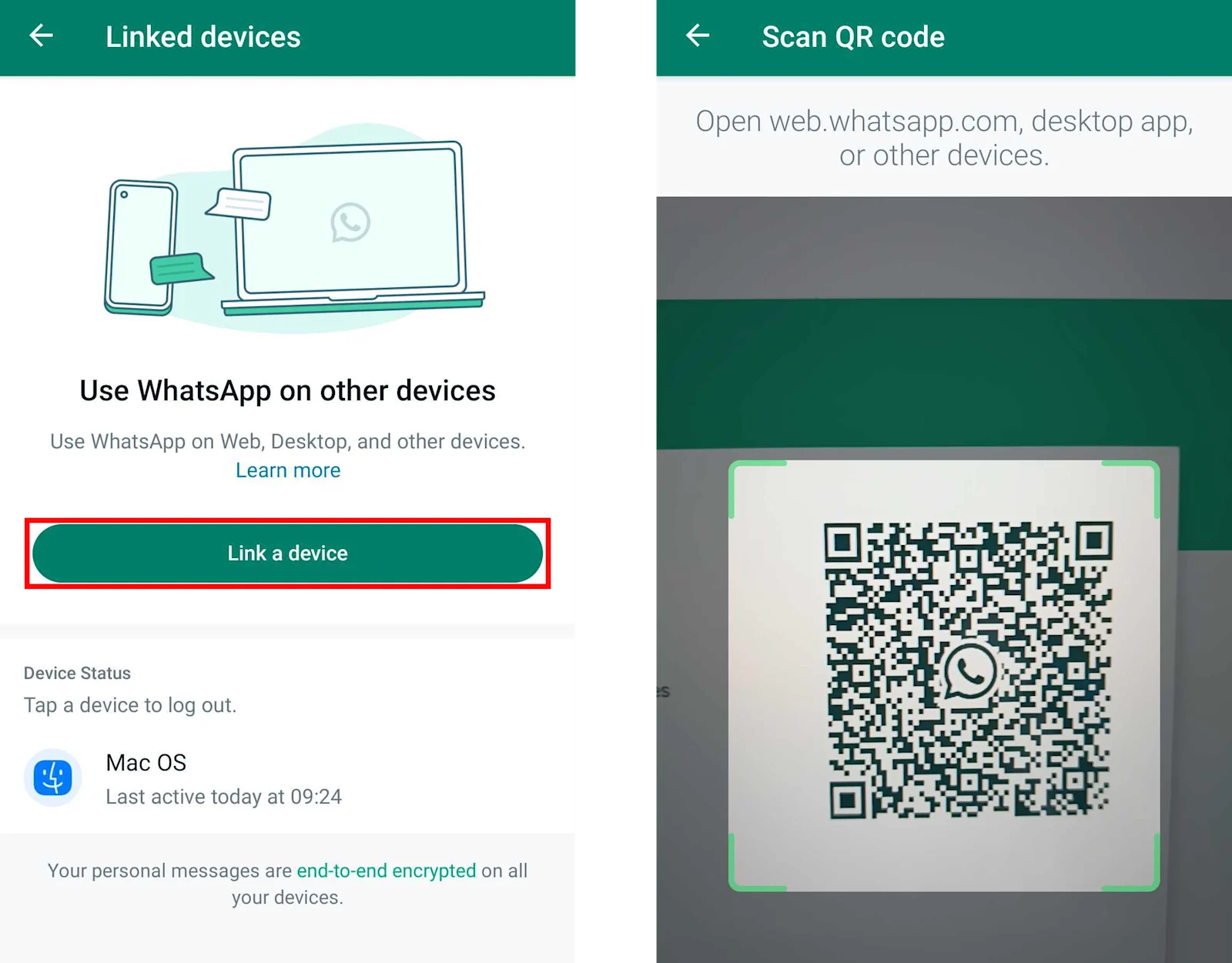 Inicia sesión en WhatsApp Web con la configuración de los dispositivos vinculados
