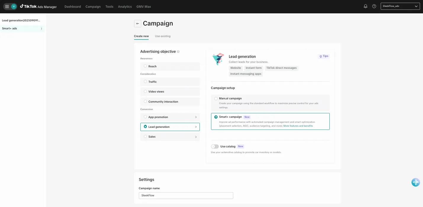 Step 2 how to create tiktok messaging ads
