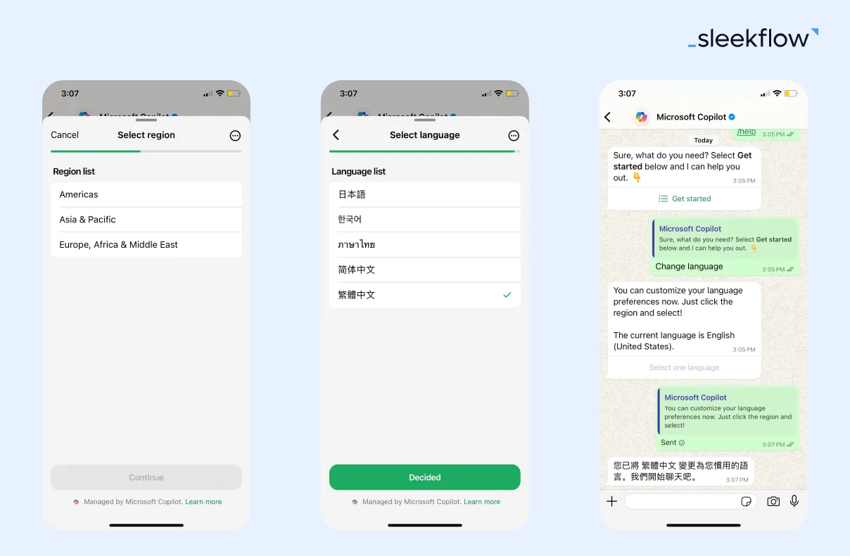 How to change WhatsApp Copilot system language