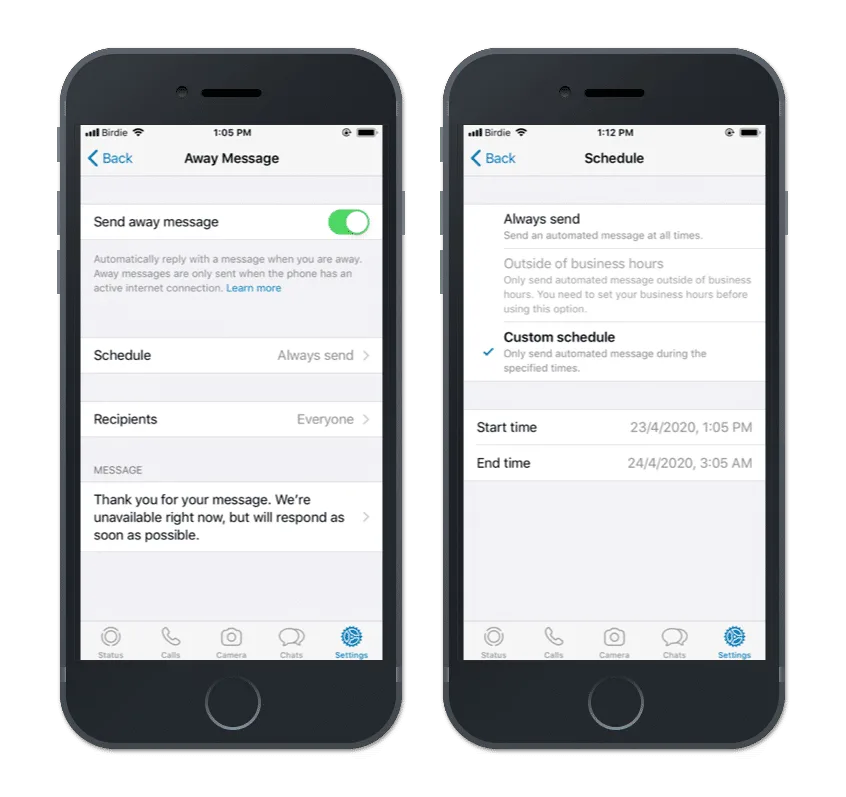 مثال على رسالة مرسلة خارج أوقات العمل