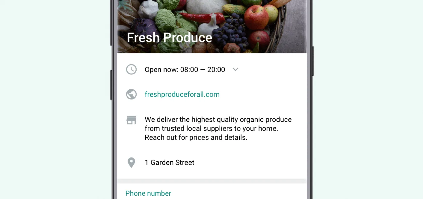 example of WhatsApp Business Profile