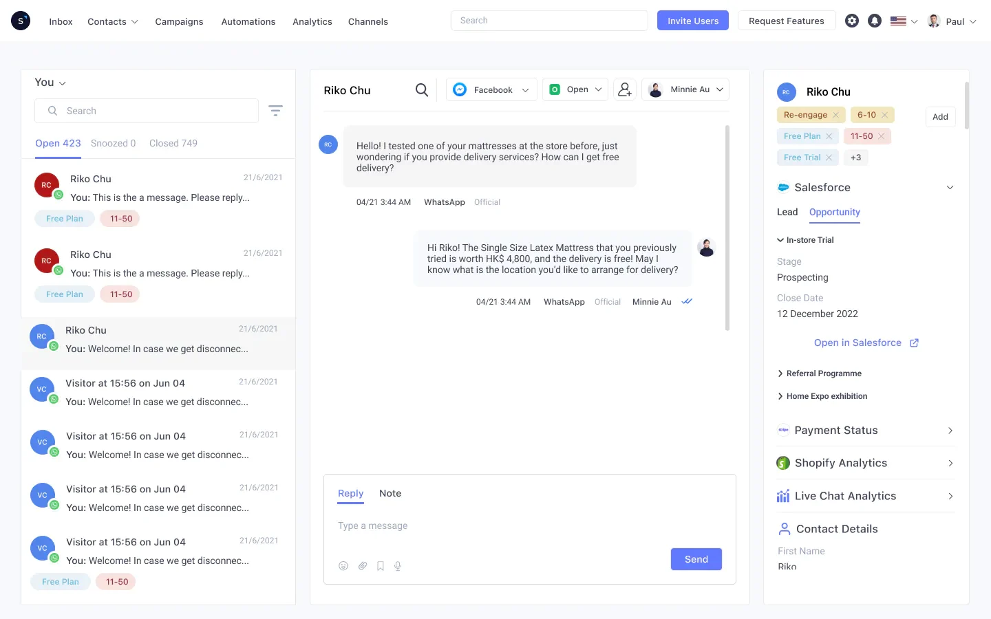 Salesforce-Kontaktmöglichkeiten auf SleekFlow