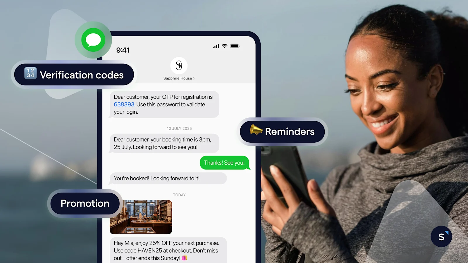 phone mock up with sms