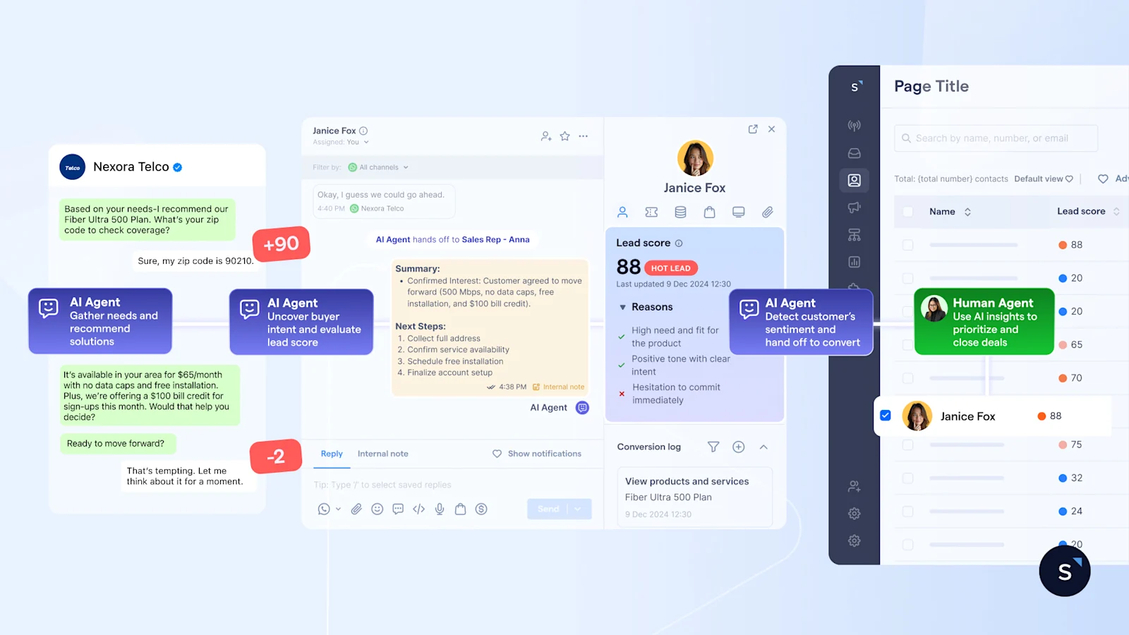 Sleekflow AI Agent responding to conversations and scoring leads