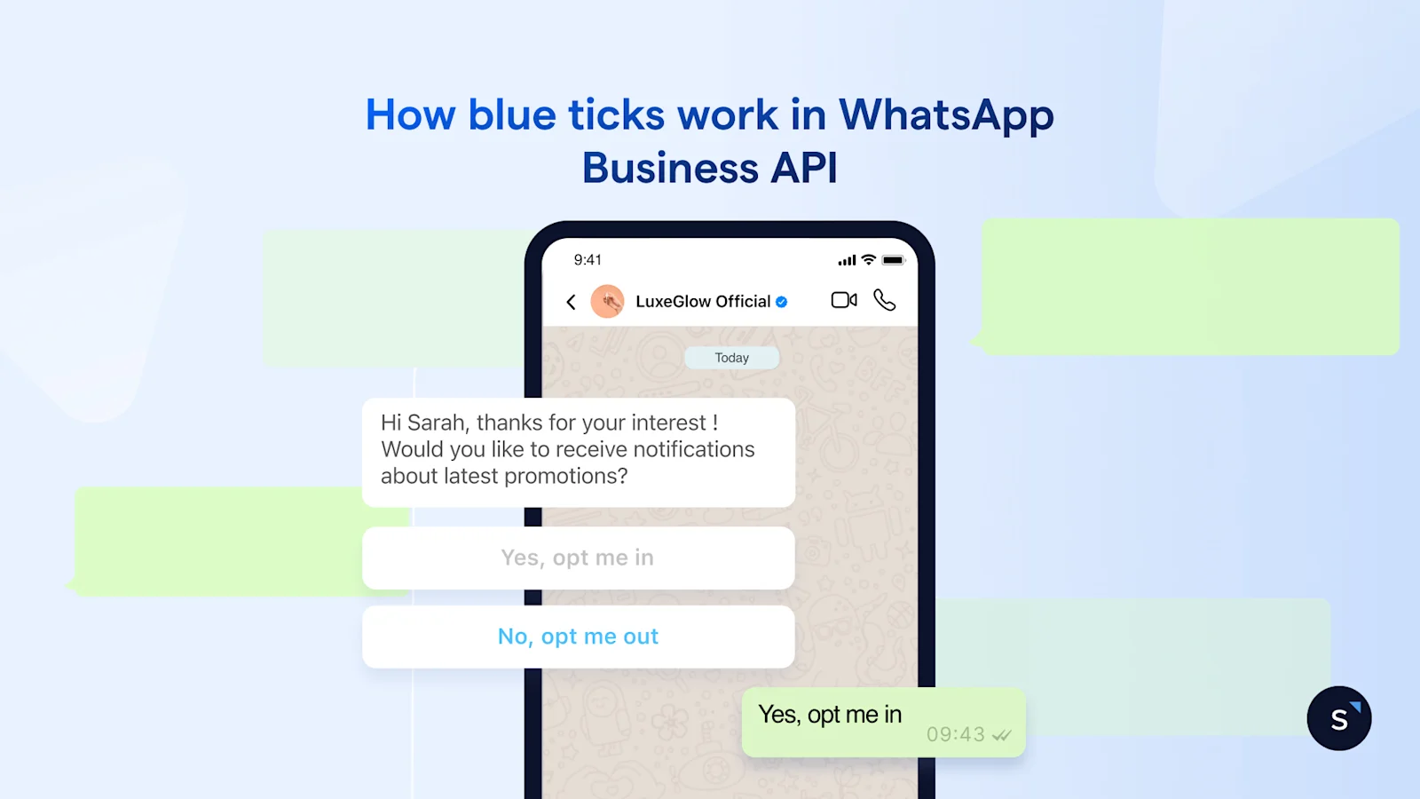 Screenshot of how blue tick read receipts work in WhatsApp Business API 