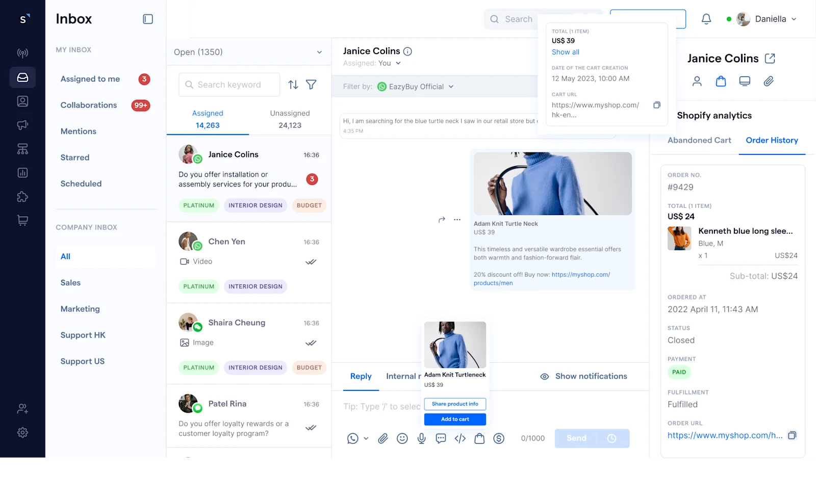 SleekFlow's interface