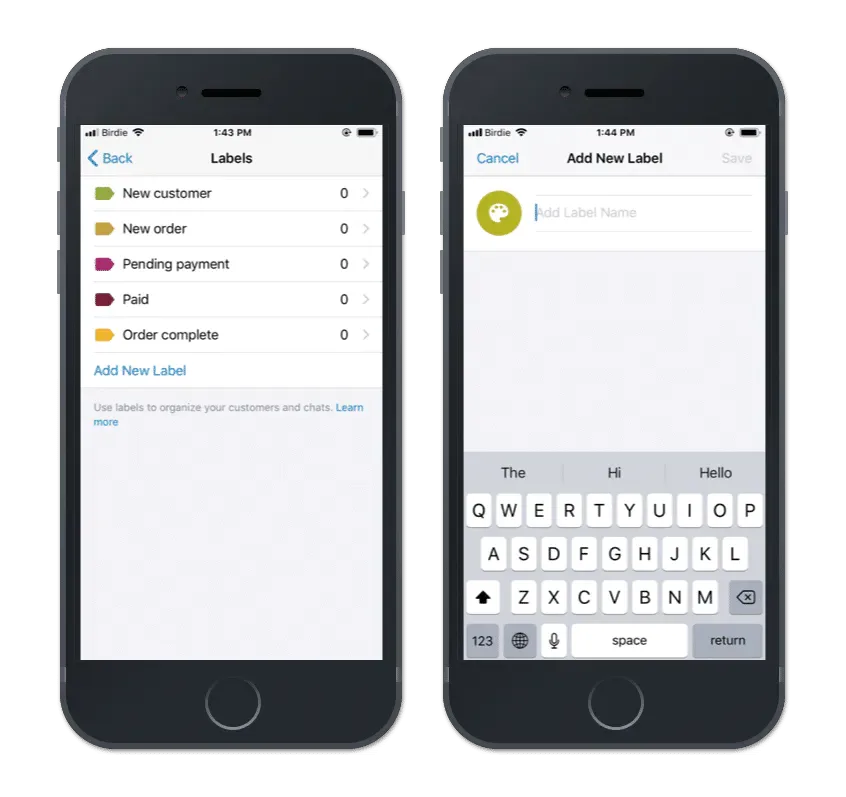 Exemplo de etiquetas no WhatsApp para empresas